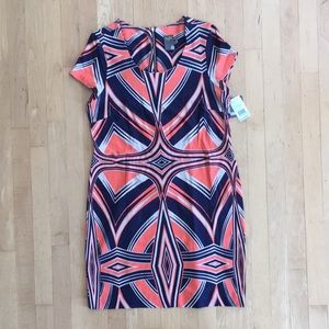 NEW Taylor coral navy jersey knit Art Deco sz 12